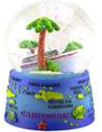 Caribbean Island Snow Globe with Palm Tree and Cruise Ship