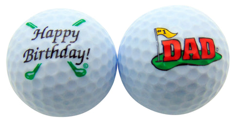 Happy Birthday Dad Golf Ball Set of 2 Golfer Gift Pack