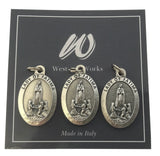 Our Lady of Fatima Medal 3/4 Inch Silver Tone Metal Made in Italy, Set of 3