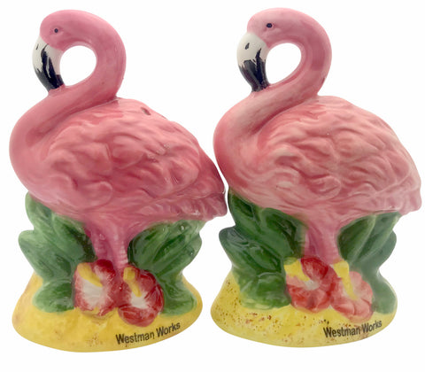 Flamingo Salt and Pepper Shakers Tropical Kitchen Home Decor Ceramic Cellar