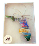 Florida Christmas Ornament Acrylic State Shaped Decoration Boxed Gift Made in The USA