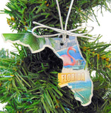 Florida Christmas Ornament Acrylic State Shaped Decoration Boxed Gift Made in The USA