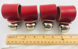 Sleigh Bells Napkin Ring Set for Christmas Holiday Dinners Brass Bell and Leather USA Made, Pack of 4