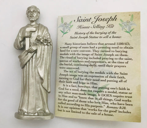 St Joseph Home Seller Pewter Statue Home Prayer Kit Gift Boxed