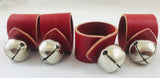 Sleigh Bells Napkin Ring Set for Christmas Holiday Dinners Brass Bell and Leather USA Made, Pack of 4