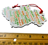 Ireland Ornament Wooden Christmas Tree Decoration with Irish Town and City Names, 4 Inch