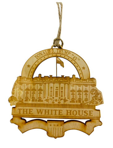 Donald Trump White House Wooden Christmas Ornament 4 Inch Gift Boxed Made in the USA