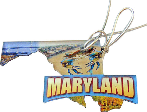 Maryland Christmas Ornament Acrylic State Shaped Decoration Boxed Gift Made in The USA