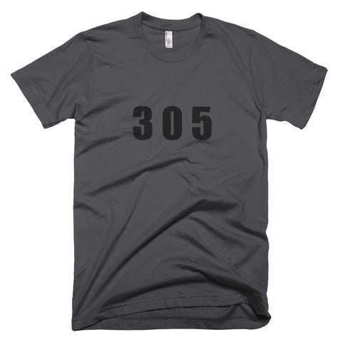 305 Miami Area Code Short Sleeve Asphalt T-Shirt