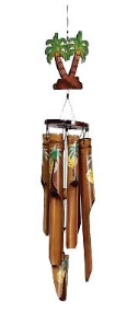 Bamboo Palm Tree Wind Chime Hand Painted Wooden Tropical Home Decoration