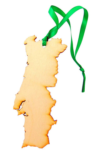 Portugal Christmas Wood Ornament Boxed Portuguese Map Wooden Decoration Handmade in The USA