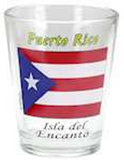 Puerto Rico Shot Glass Pack with Map and Flag Image Souvenir, Set of 2