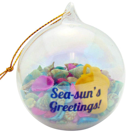 Sea-Suns Greetings Natural Sand Art Glass Ornament Beach Christmas Tree Home Decoration
