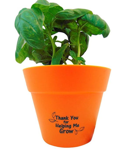 Teacher Appreciation Basil Planter Pot Says Thank You For Helping Me Grow