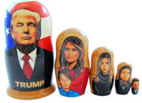President Donald Trump Family Russian Wooden Matryoshka Nesting Doll 5 Piece Nested 3 1/2" Handmade in Russia