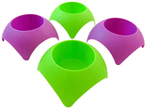 Beach Vacation Accessory Turtleback Sand Coaster Drink Cup Holder,Purple & Neon Green, Pack of 4